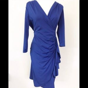 Royal Blue Side Ruffle Bodycon Dress